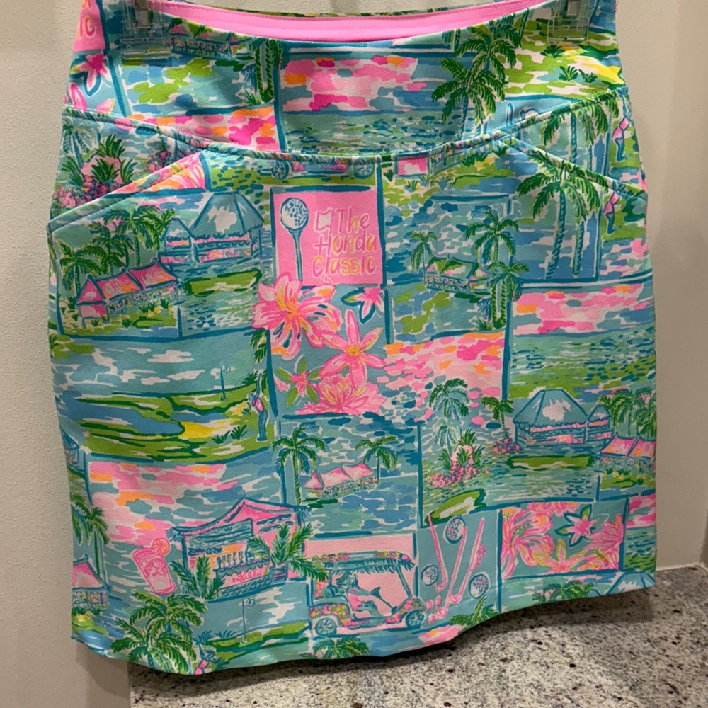 Lilly Pulitzer Luxletic Pink and Green Skort, Honda Classic Print